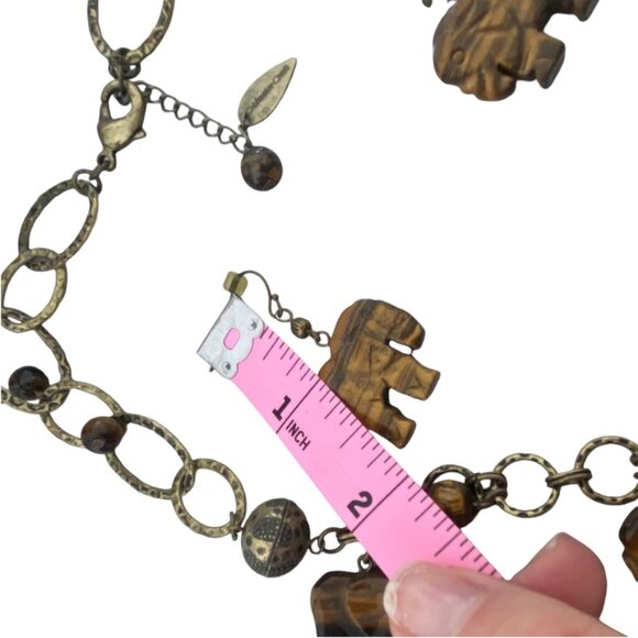 Coldwater Creek Tiger Eye Necklace charm with animals lucky elephants safari - Picture 7 of 15